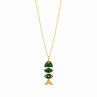 Prosperity Fish Rope Chain Necklace in Malachite