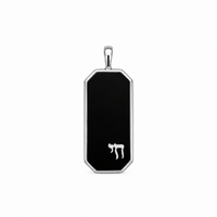 Men's Sterling Silver Chai Tag in Black Onyx
