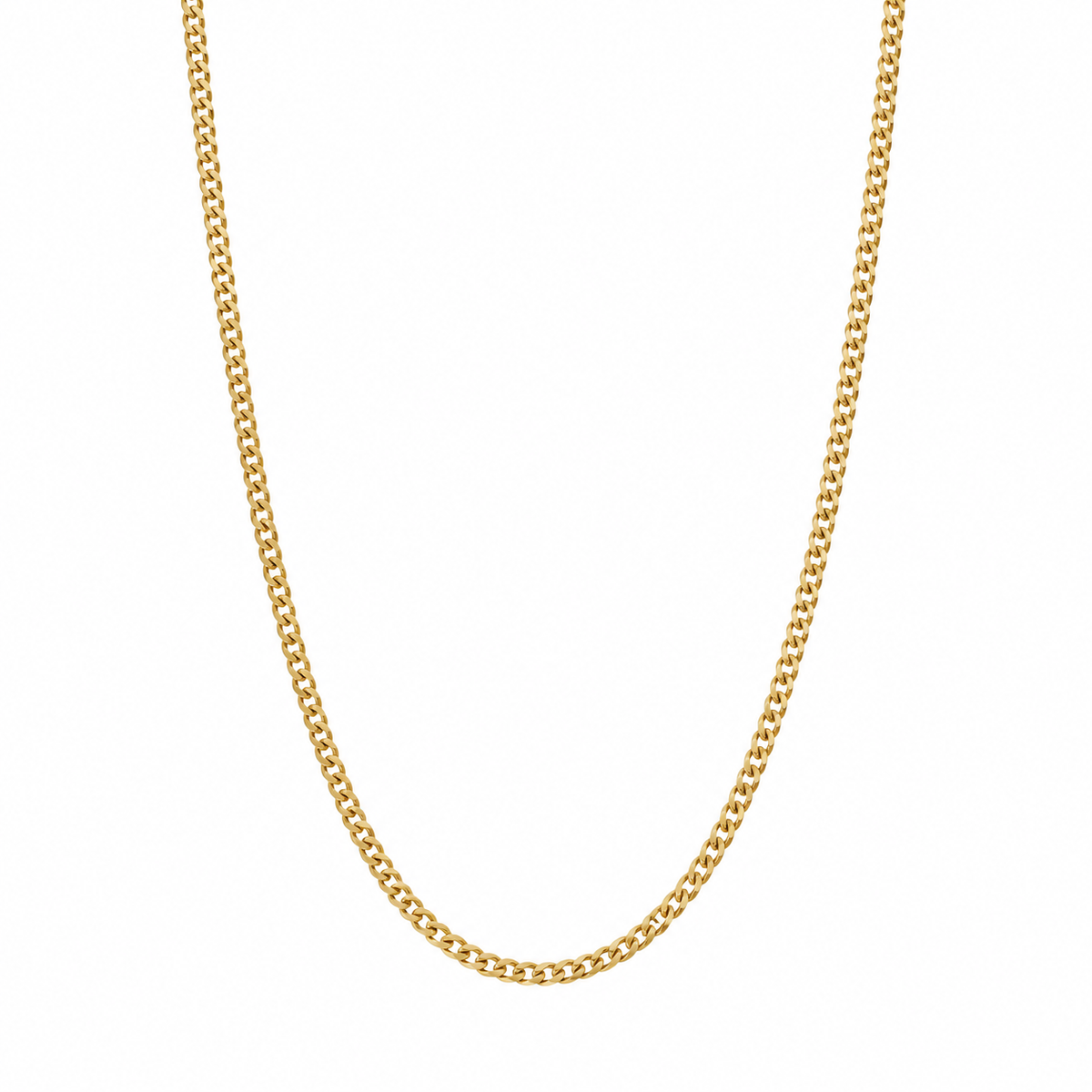 Yellow Gold Plated Dainty Curb Chain Necklace 20 inches
