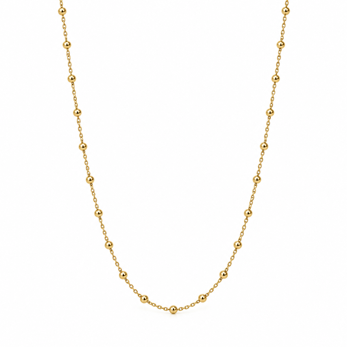 Yellow Gold Plated Satellite Chain Necklace 22 inches