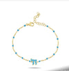 Light Blue Enamel Spot Chain Chai Bracelet