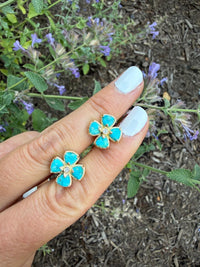 Turquoise Flower Stud Earrings