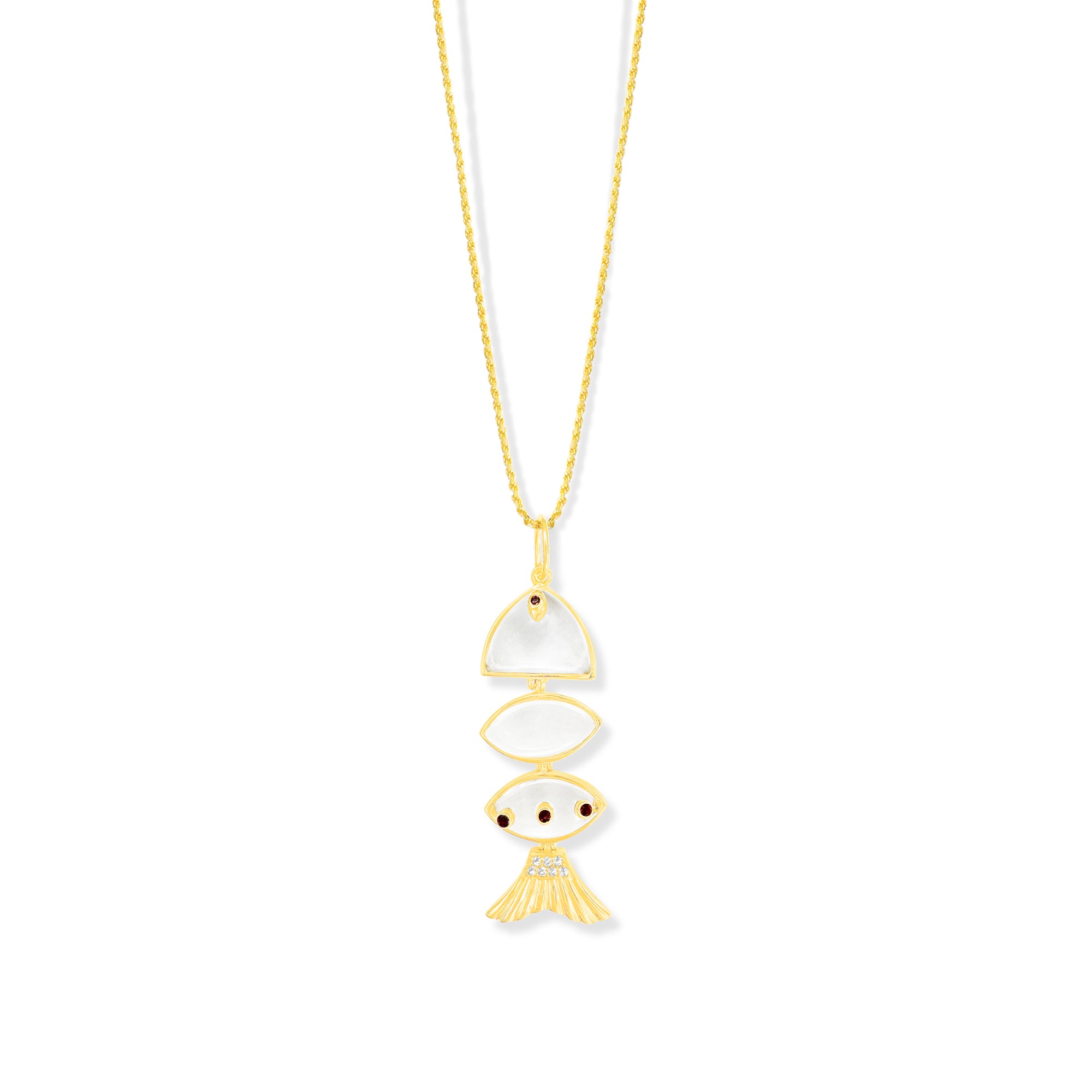 Prosperity Fish Rope Chain Necklace in Crystal Quartz
