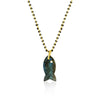 Labradorite Fish Charm on Mini Beaded Gold Plated Chain