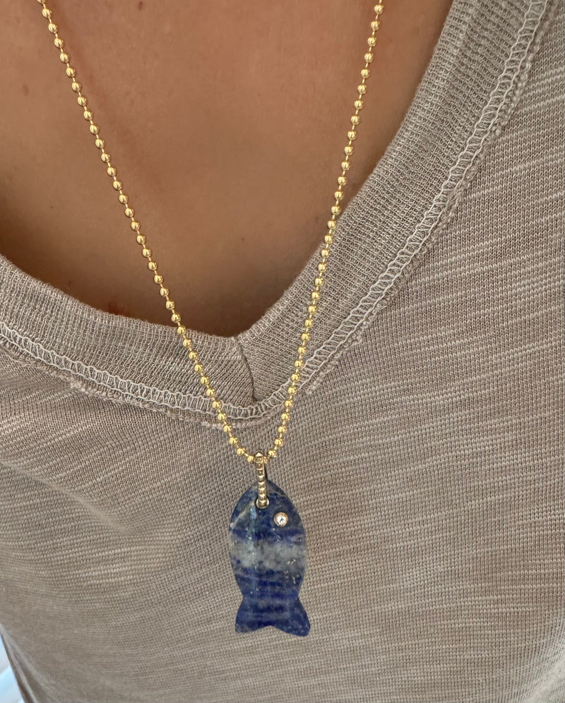 Lapis Fish Charm