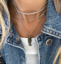 Mini Labradorite Fish Charm on Ball Chain