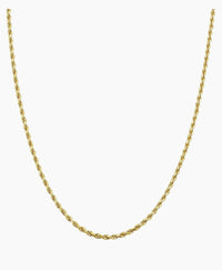 Yellow Gold Plated Rope Chain Necklace 24 inches