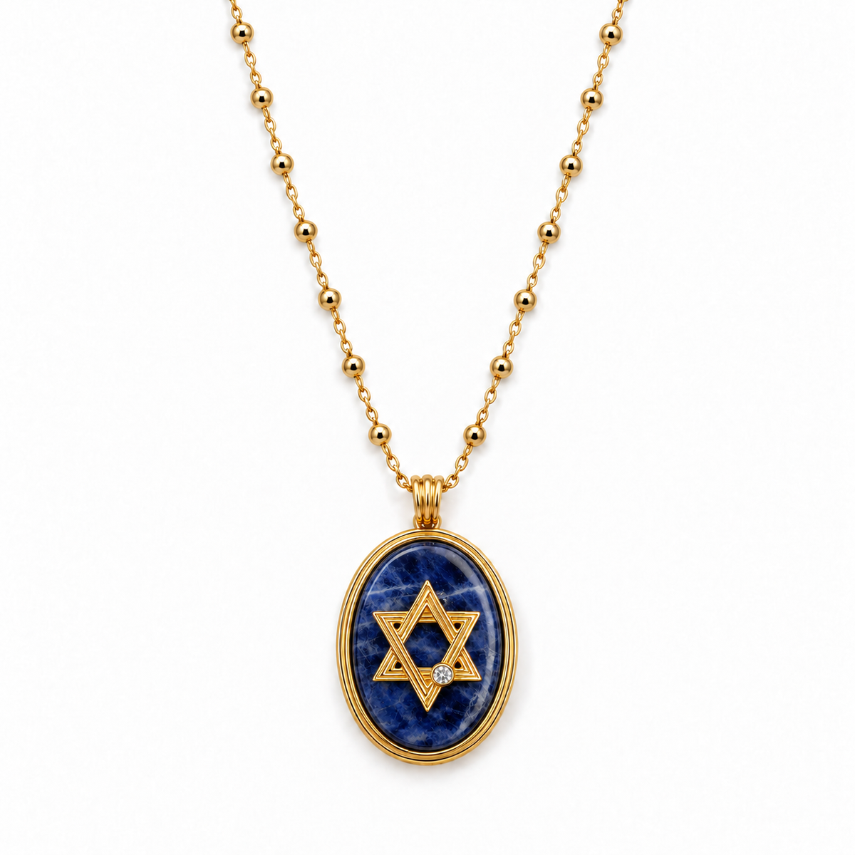 Retro Star of David on a Satellite Chain in Sodalite