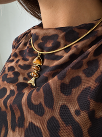 Prosperity Fish Charm in Tiger Eye