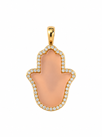 Halo Hamsa in Pink Chalcedony