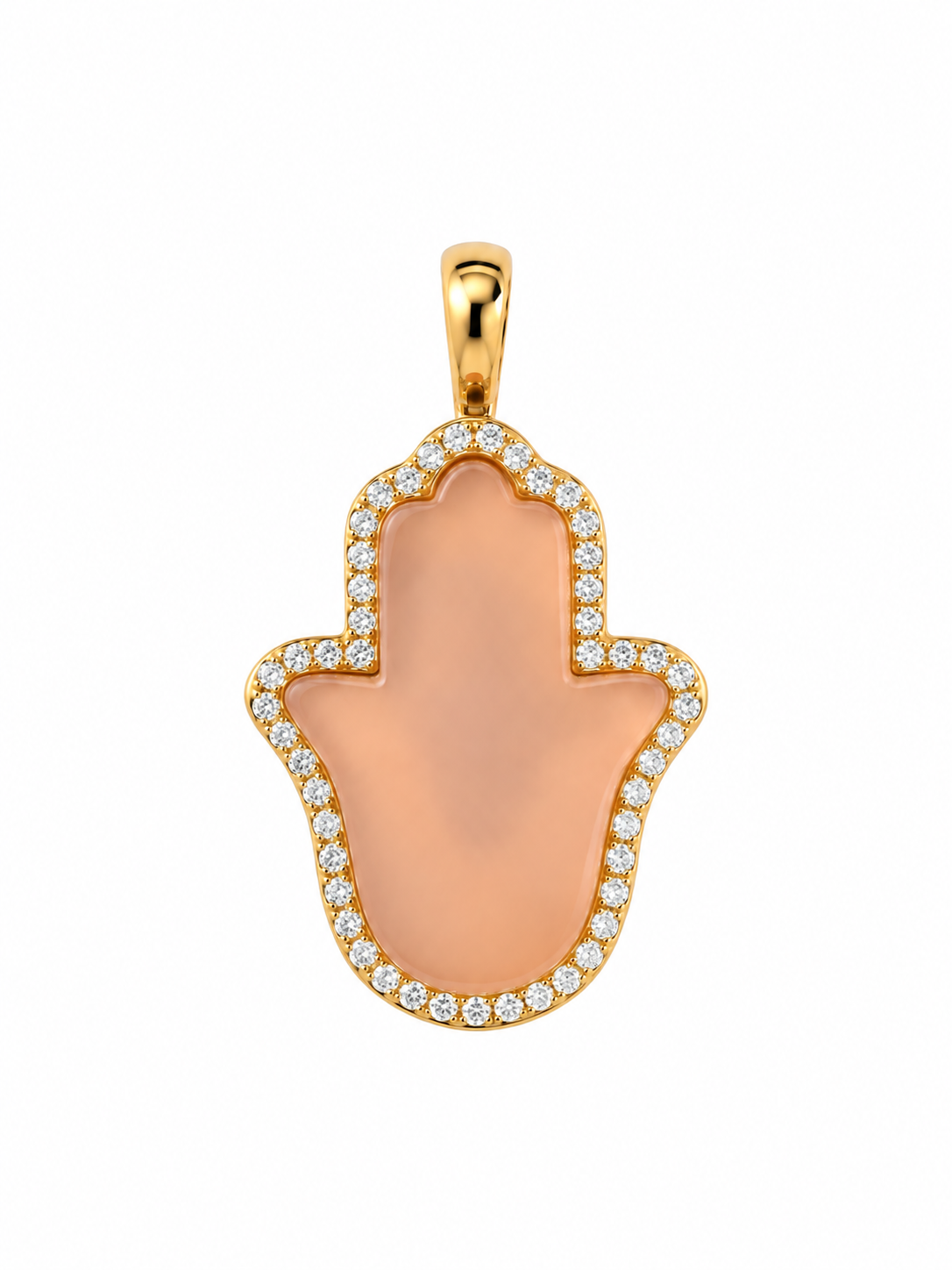 Halo Hamsa in Pink Chalcedony