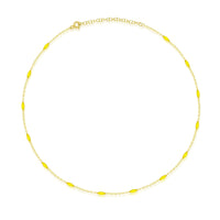 Neon Yellow Enamel Spot and Gold Plated Layering Chain