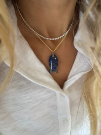 Lapis Fish Charm on Rope Chain