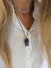 Lapis Fish Charm on Beaded Chain