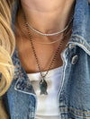 Labradorite Fish Charm on Mini Beaded Gold Plated Chain