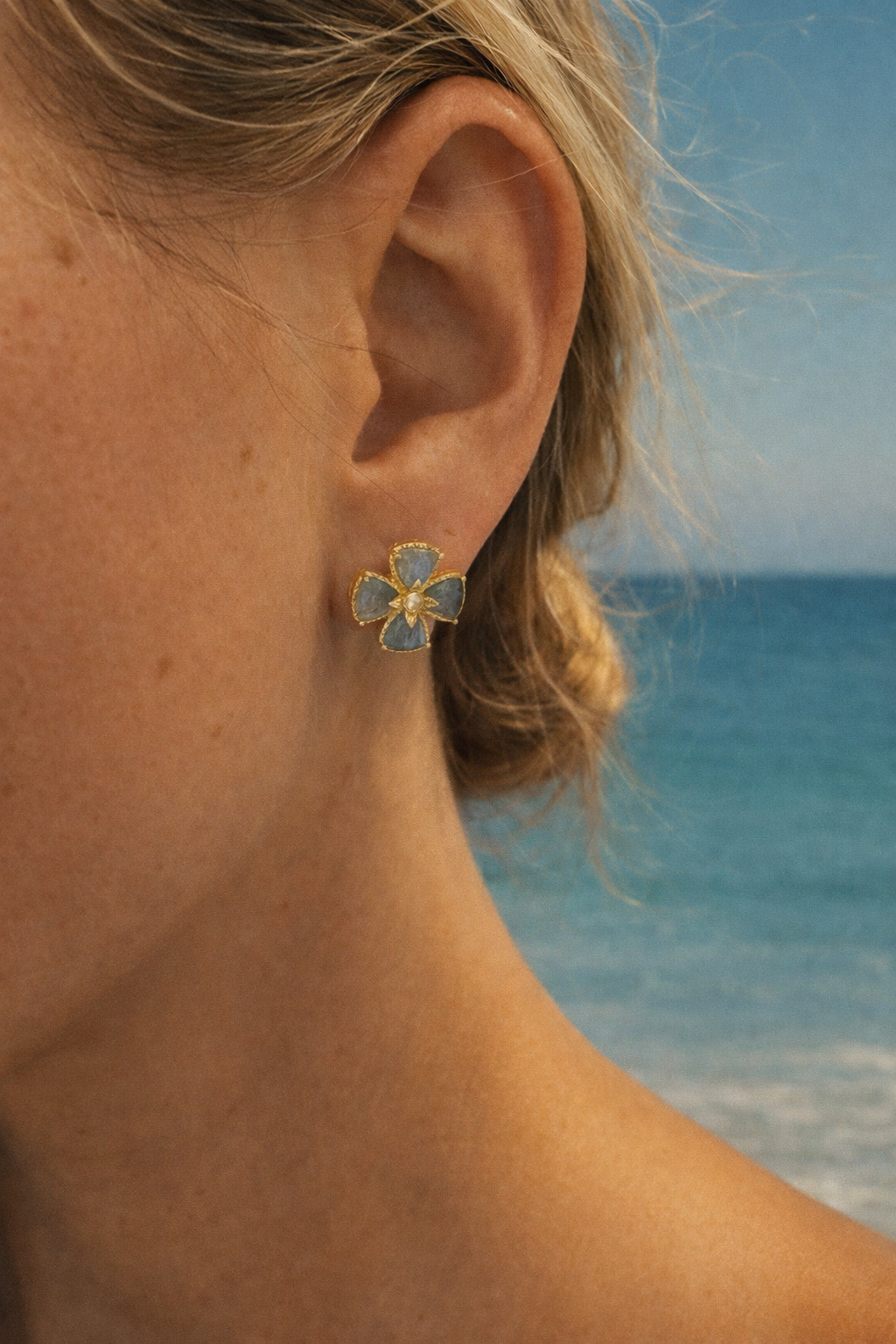 Labradorite Flower Stud Earrings