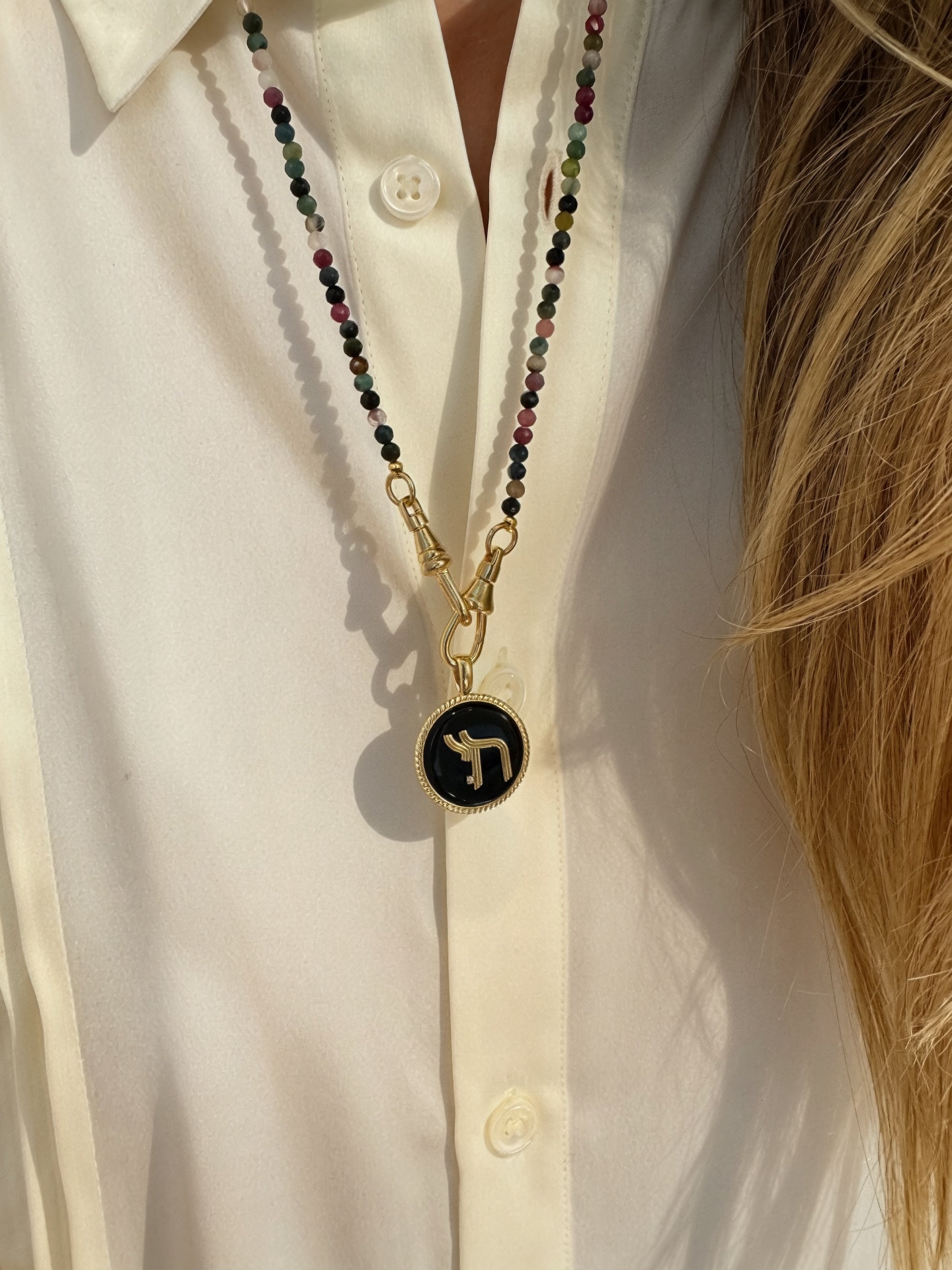 Watermelon Tourmaline Charm Enhancer Necklace