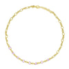 Yellow Gold Plated lavender Enamel Oval Chain Necklace