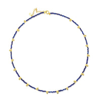 Lapis Bead and Gold Plated Ball Drop Necklace