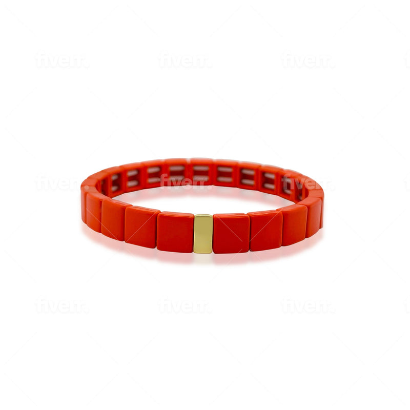 Stretchy Orange Beach Bracelet
