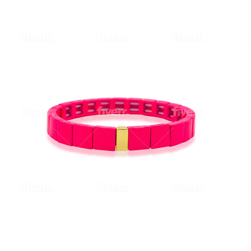 Stretchy Neon Pink Beach Bracelet
