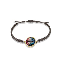 Brown Diamond and Blue Eye Gray Chord Bracelet