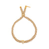 Yellow Gold Braided Chain and White Silk Bracelet with CZ Heart