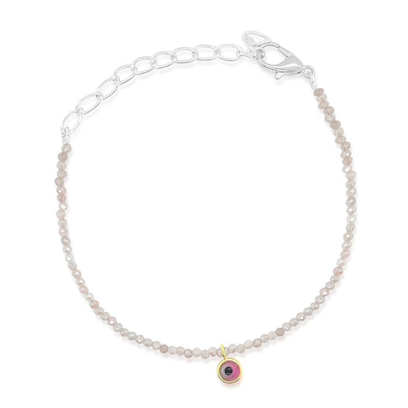 Dainty Rose Quartz Evil Eye bracelet