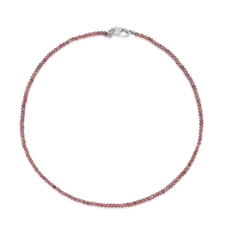 Dainty Pink Sapphire Beaded Necklace
