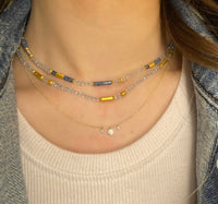 Blue Topaz Gold Plated Bead Necklace