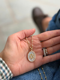 Deco Star of David on a Satellite Chain in Mother of Pearl