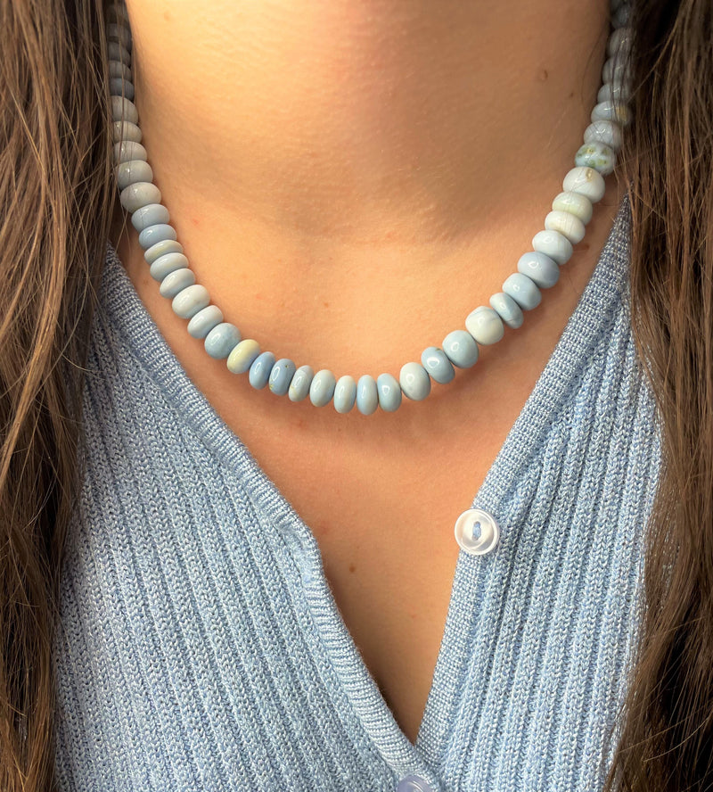 Blue Opal Bead Statement Necklace