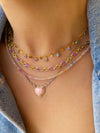 Yellow Gold Plated lavender Enamel Oval Chain Necklace