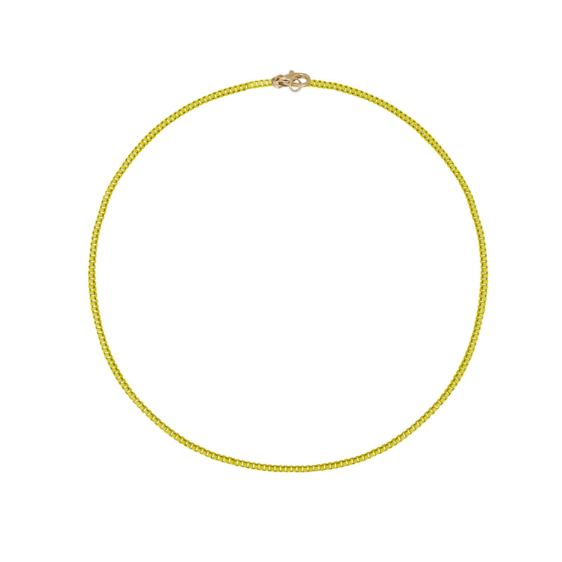 Neon Yellow Thick Box Chain Chain Necklace