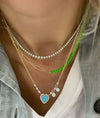 Half and Half Neon Green and Gold Plated Paperclip Chain Necklace