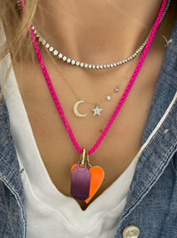 Orange  Enamel Heart Charm