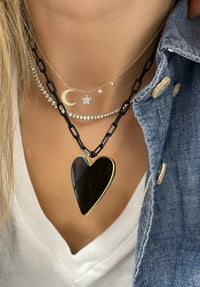 Jumbo Black Enamel Heart Charm