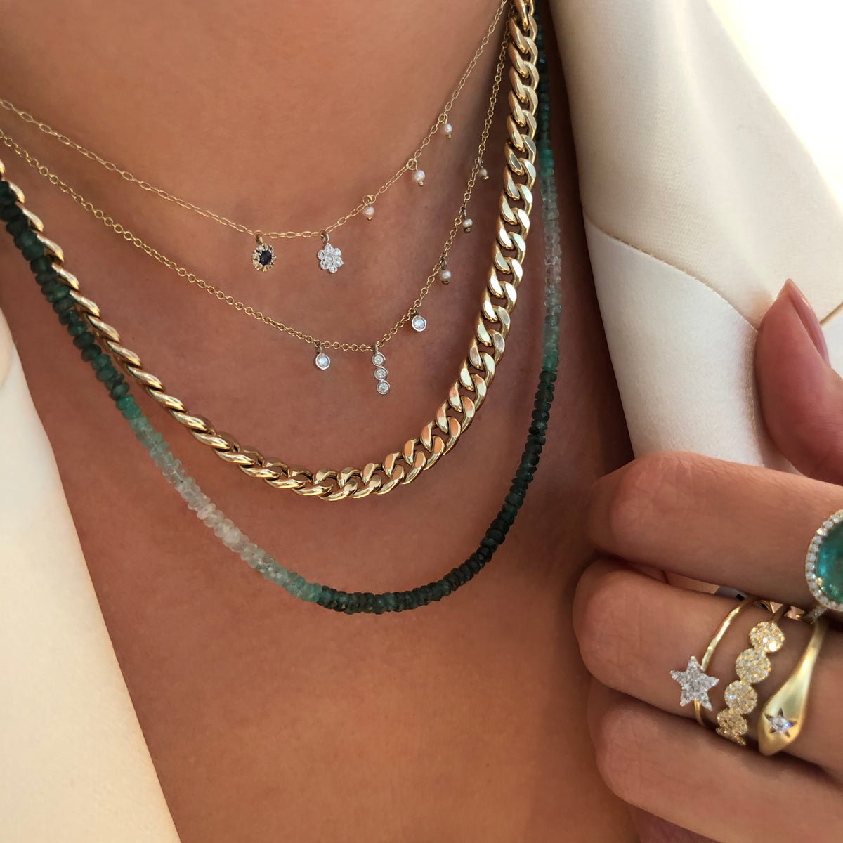 Ombre Emerald Layering Necklace