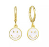 Enamel White Smiley Hoops