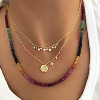 Multicolor Rainbow Sapphire Beaded Necklace