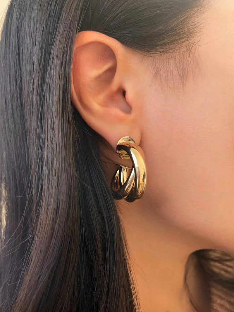 Gold Plated Double Hoop Earrings