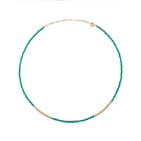 Microbead Emerald and Gold Bead Choker