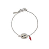 Silver and Enamel Initial Bracelet with Red Italian Horn Charm
