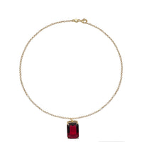 Red Emerald Shape CZ Pendant Necklace