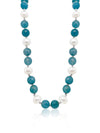 River Pearl and Blue Quartz Long Wrap Necklace