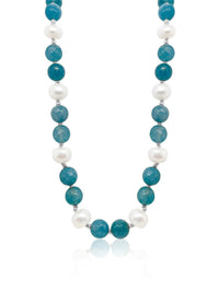 River Pearl and Blue Quartz Long Wrap Necklace