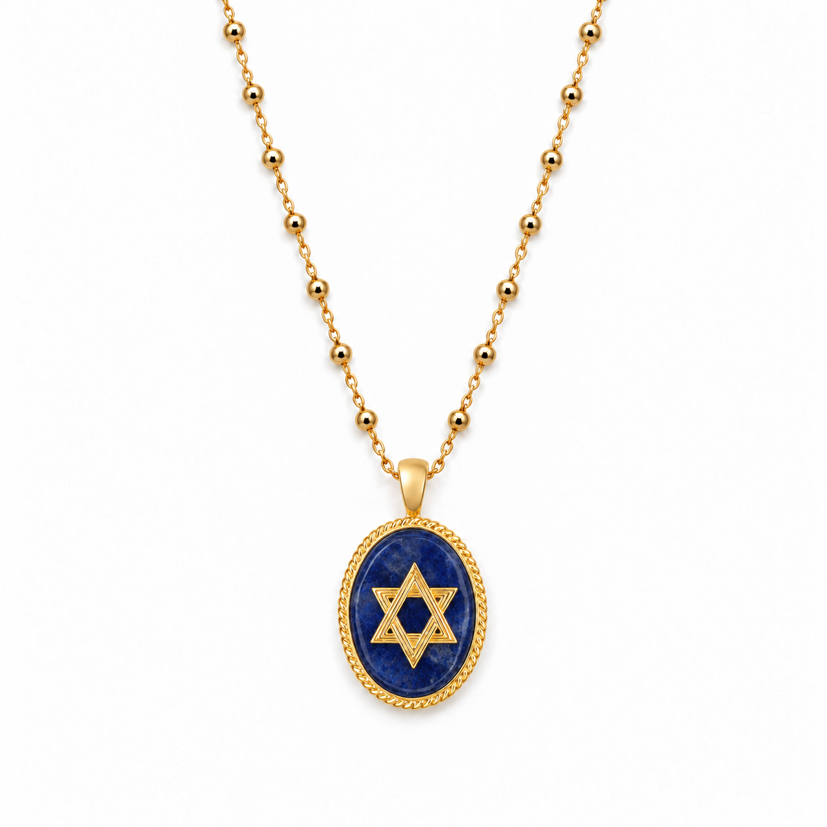 Deco Star of David on a Satellite Chain in Sodalite