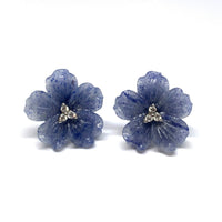 Carved Dumortierite Flower Earrings