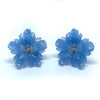 Carved Blue Quartzite Flower Earrings