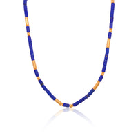 Lapis and Gold Plated Bead Necklace